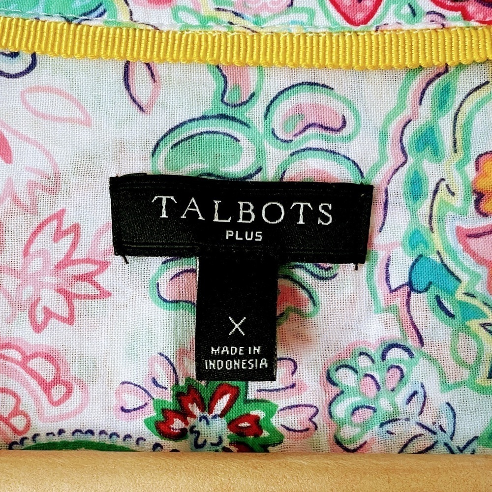 Talbots Colorful Print Shirt Button Down Collared Cotton Size X - Picture 3 of 14